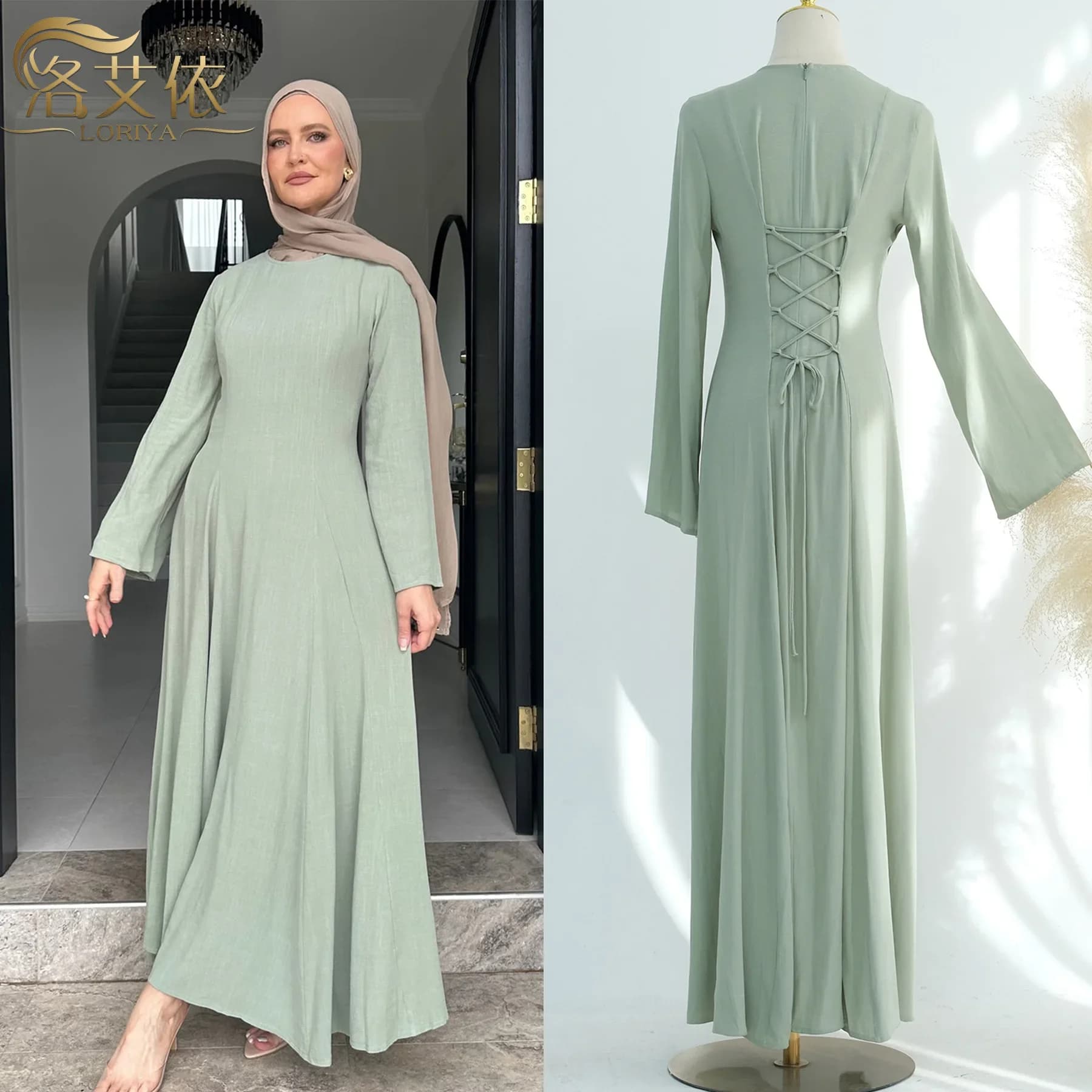 Women's Clothes Muslim Solid Dress Malese Turkey Dubai Cardigan Zippered Fashion Dress Simplicity Summer Dress Abaya for Women