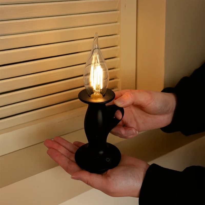 Luce notturna creativa ed elegante a lume di candela, lampada da scrivania USB ricaricabile con regolazione continua dell'intensità luminosa, decorazione semplice per la camera da letto.