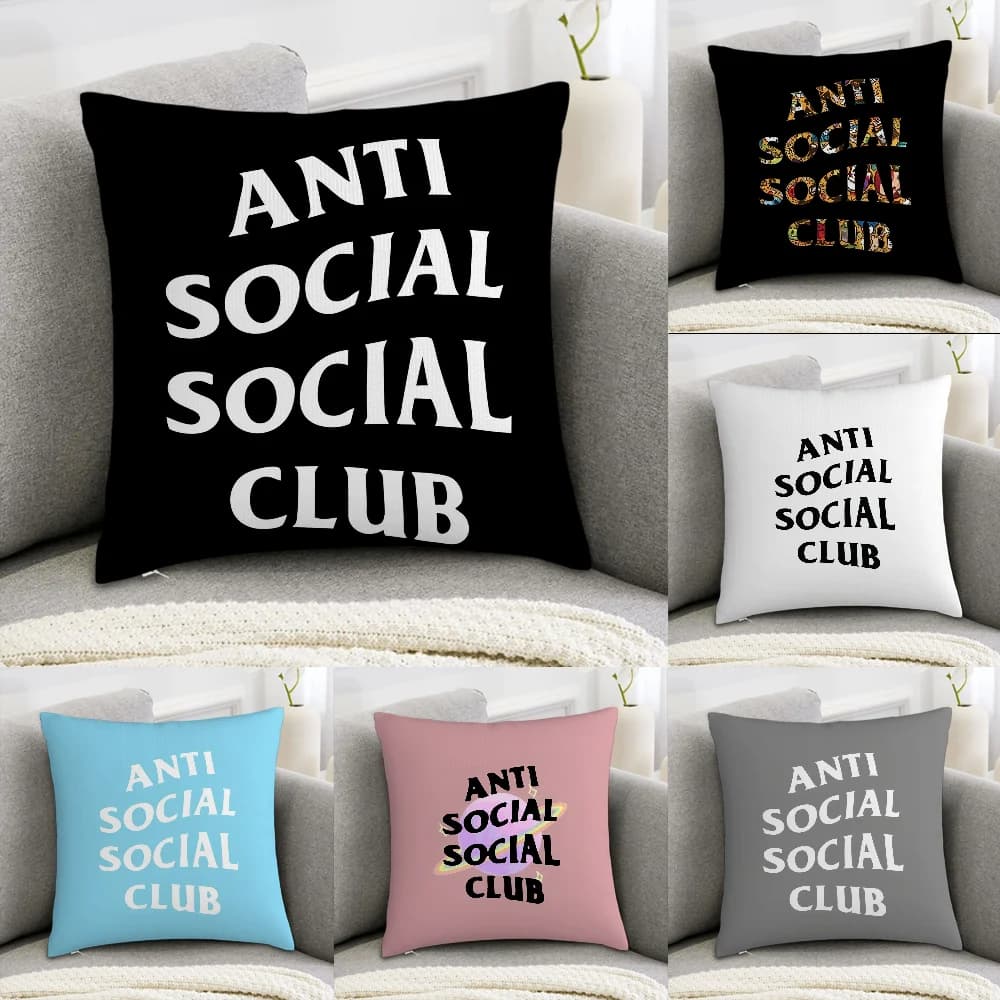 ANTI SOCIAL CLUB Pillow Federation Decorative Sofa for Home Print Front-Retro Plush Sheets for square cushions Decorative cushion lining for pillows