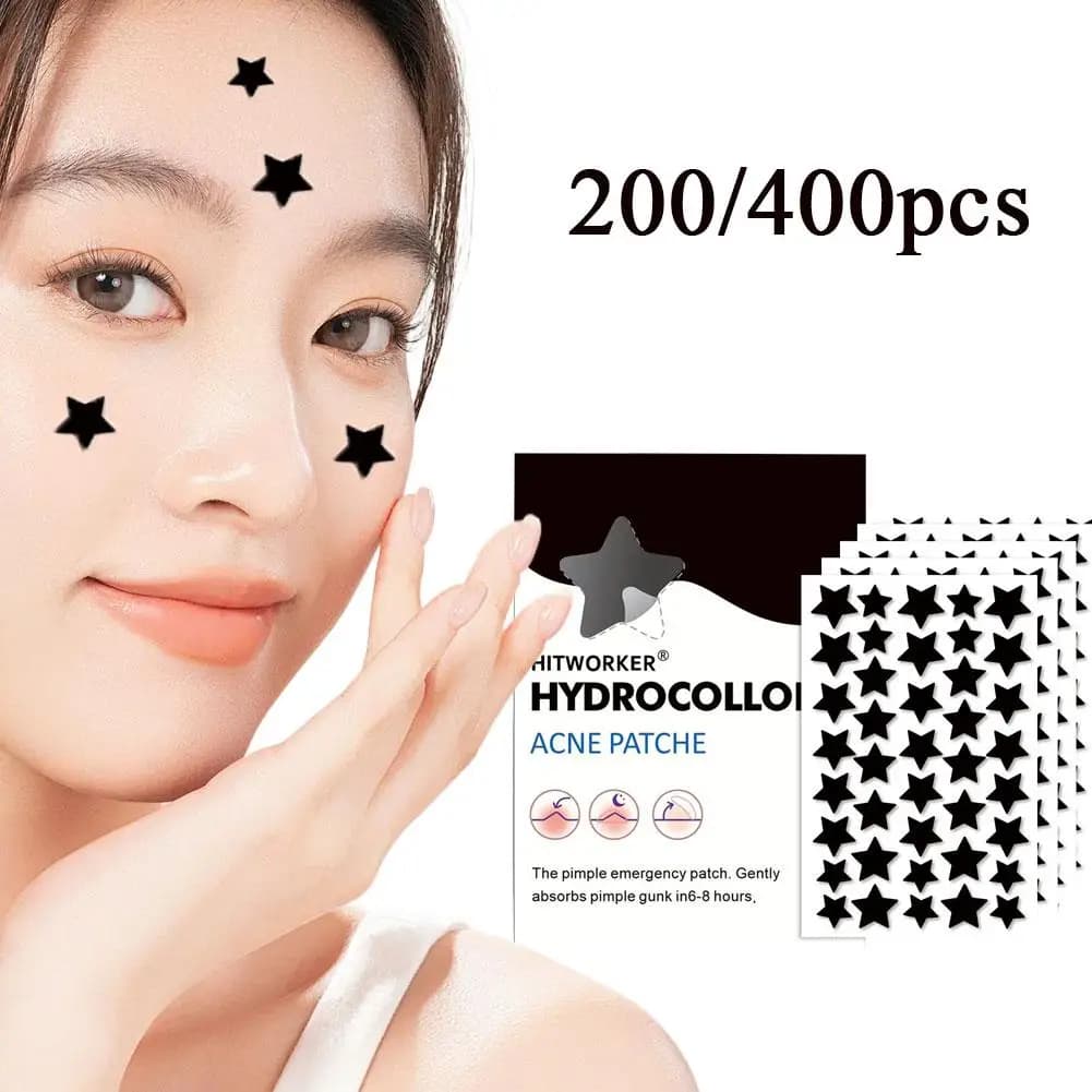 200/400pcs Black Star Acne Patch Fashion Ultrathin Breathable Acne Covering Hydrocolloid Patch Beauty Face Acne Patch
