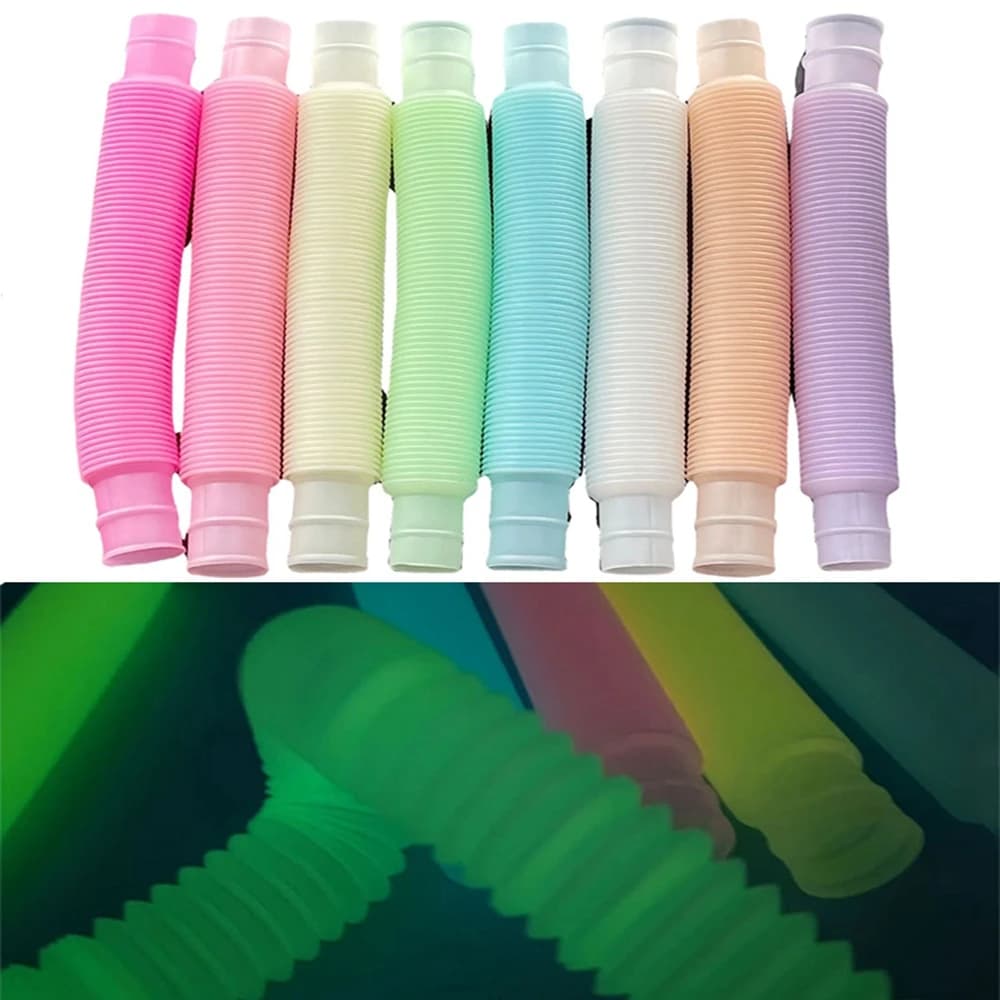 8PCS per bambini Tubi pop per adulti Glow in The Dark Tubi Fidget Colorati Giocattoli sensoriali Fidget Ansia Giocattoli antistress Bomboniere
