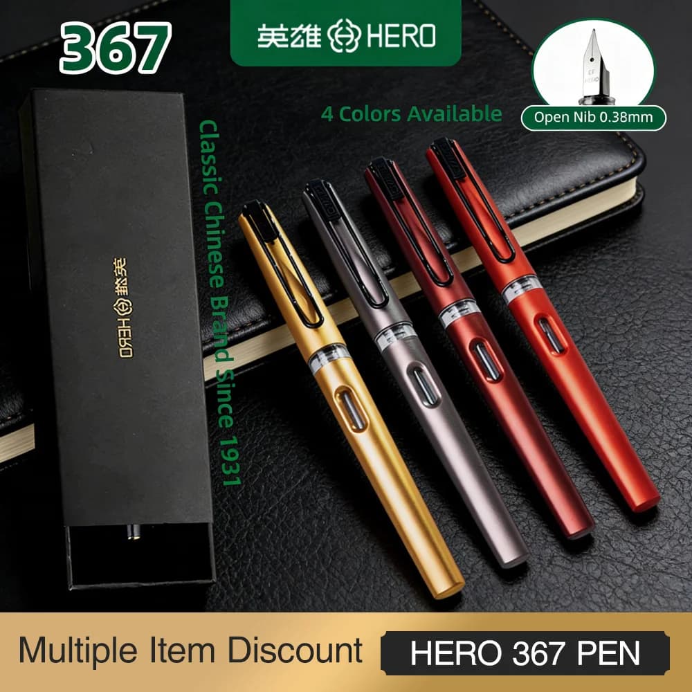 Leggero ed elegante | Penna a 4 colori con finitura opaca Hero 367, pennino fine da 0,5 mm per appunti e ufficio