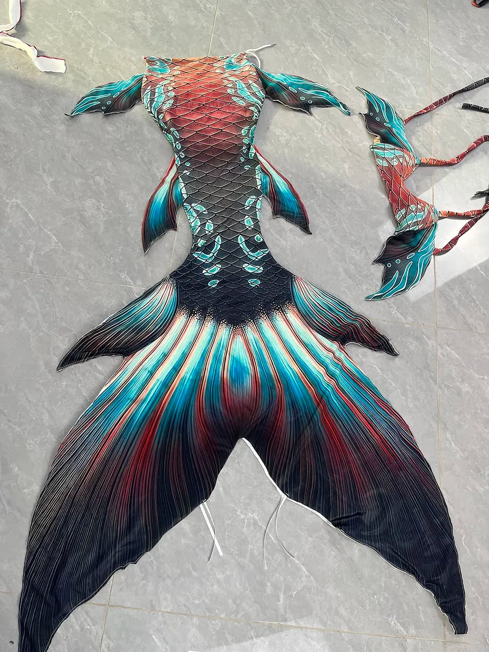 Hot sale colored tail of mermaid belly fins of mermaid aquarium performance swimsuit for adults children diving beauty tail