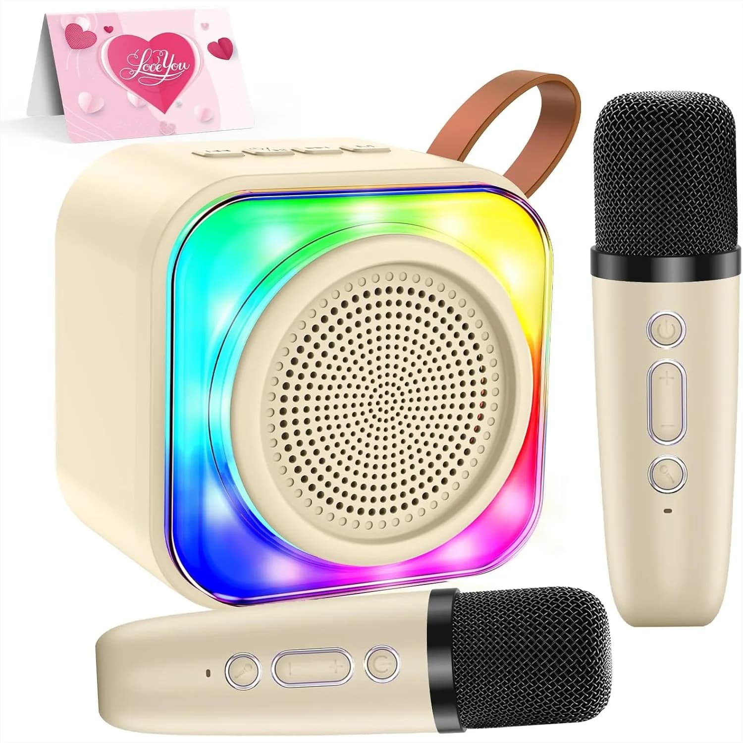Macchina per Karaoke per Bambini con 2 Microfoni, Altoparlante Bluetooth Portatile per Feste di Canto, Regalo di Compleanno Divertente per Ragazzi e Ragazze