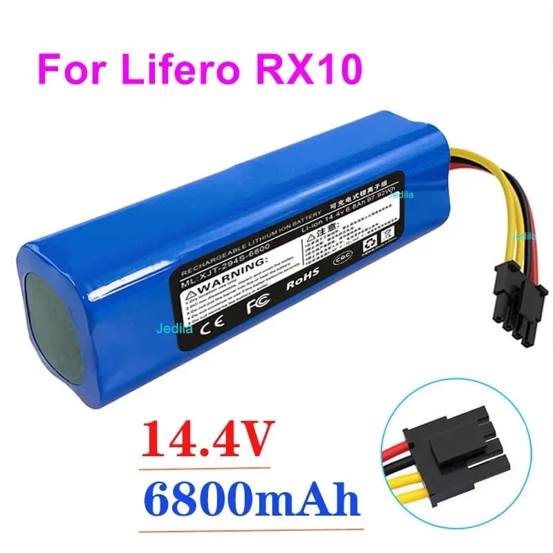 Batteria ricaricabile agli ioni di litio Lifero RX10 da 14,4 V 6800 mAh Batteria per aspirapolvere robot Lifero RX10