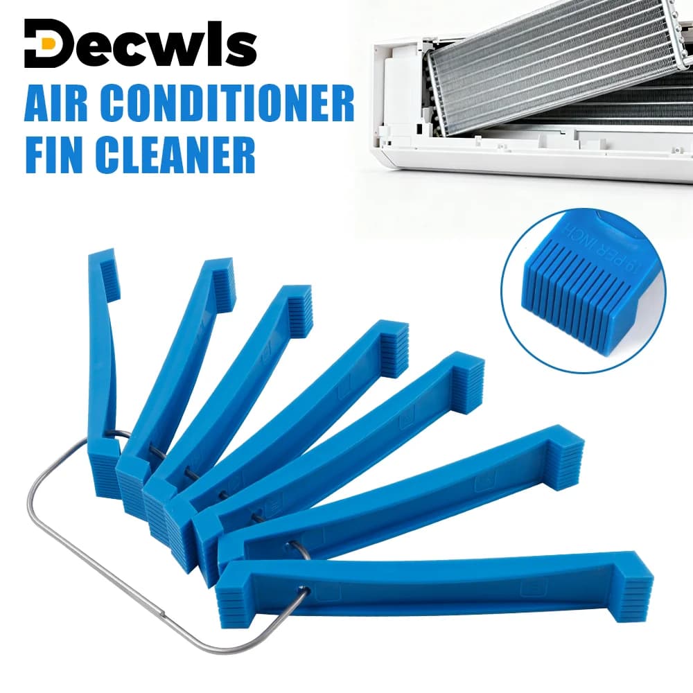Air conditioning fin cleaning tool, condenser fin comb, folded air conditioning fin straightening, suitable for automotive cooling systems.