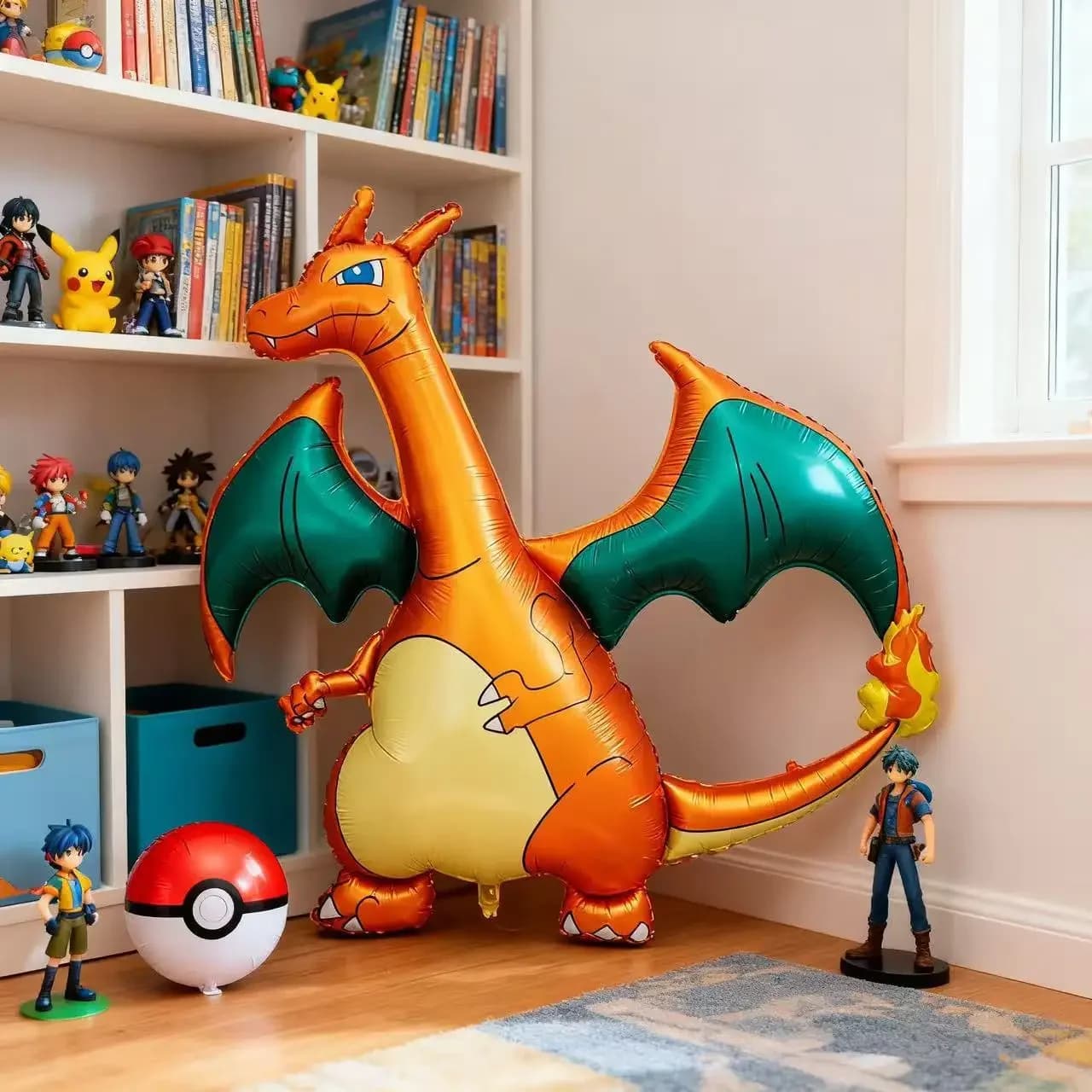 Pokemon Balloon 3D Large Fire-breathing Dragon Foil Balloon Children Happy Birthday Party Decoration Cute Cartoon Party Supplies