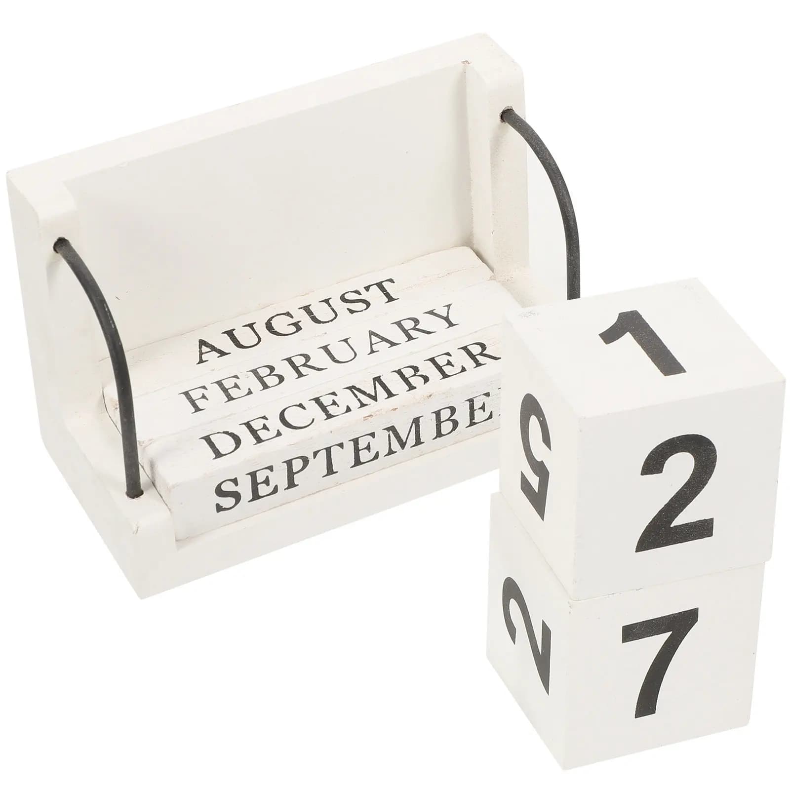 Set di Blocchi Calendario da Scrivania in Legno, Visualizzazione Perpetua della Data, Cubi Rotanti in Legno Naturale per Mese, Settimana, Data, Facile da Montare, per Casa e Ufficio