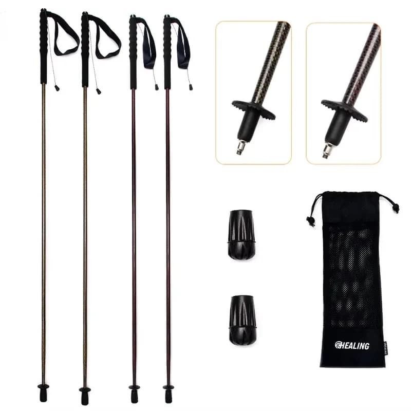 diBest-seller diOKHEALING Ultralight 5-section carbon fiber trek stick, adjustable hiking stick with EVA handle, for camping