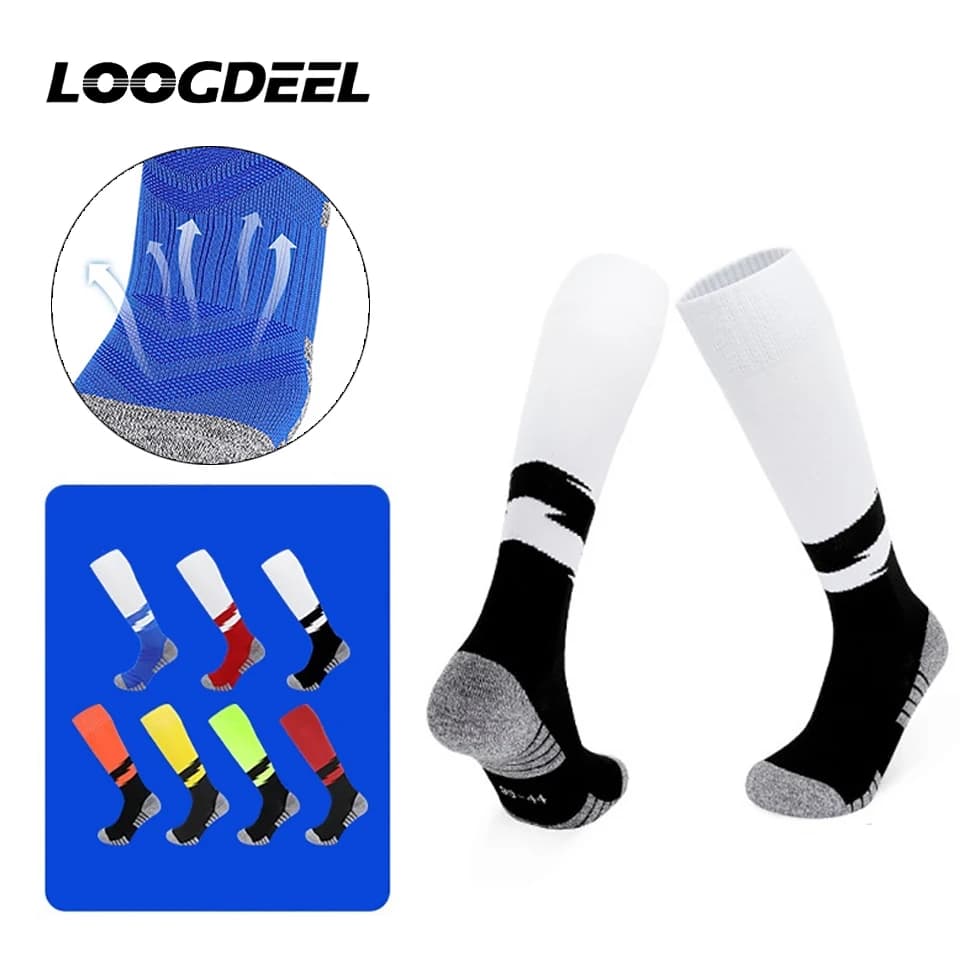 Calze da Calcio Lunghe Loogdeel per Bambini in Cotone Traspirante Antiscivolo, Calze Sportive da Ciclismo e Allenamento