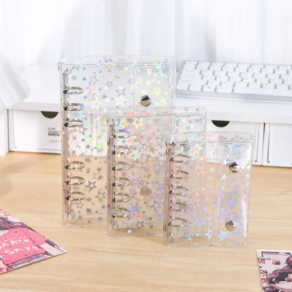 M5 A6 A7 Raccoglitore economico Copertina Raccoglitore in PVC trasparente con glitter Notebook ricaricabile per foto Immagini Album Planner Cartella Organizzatore