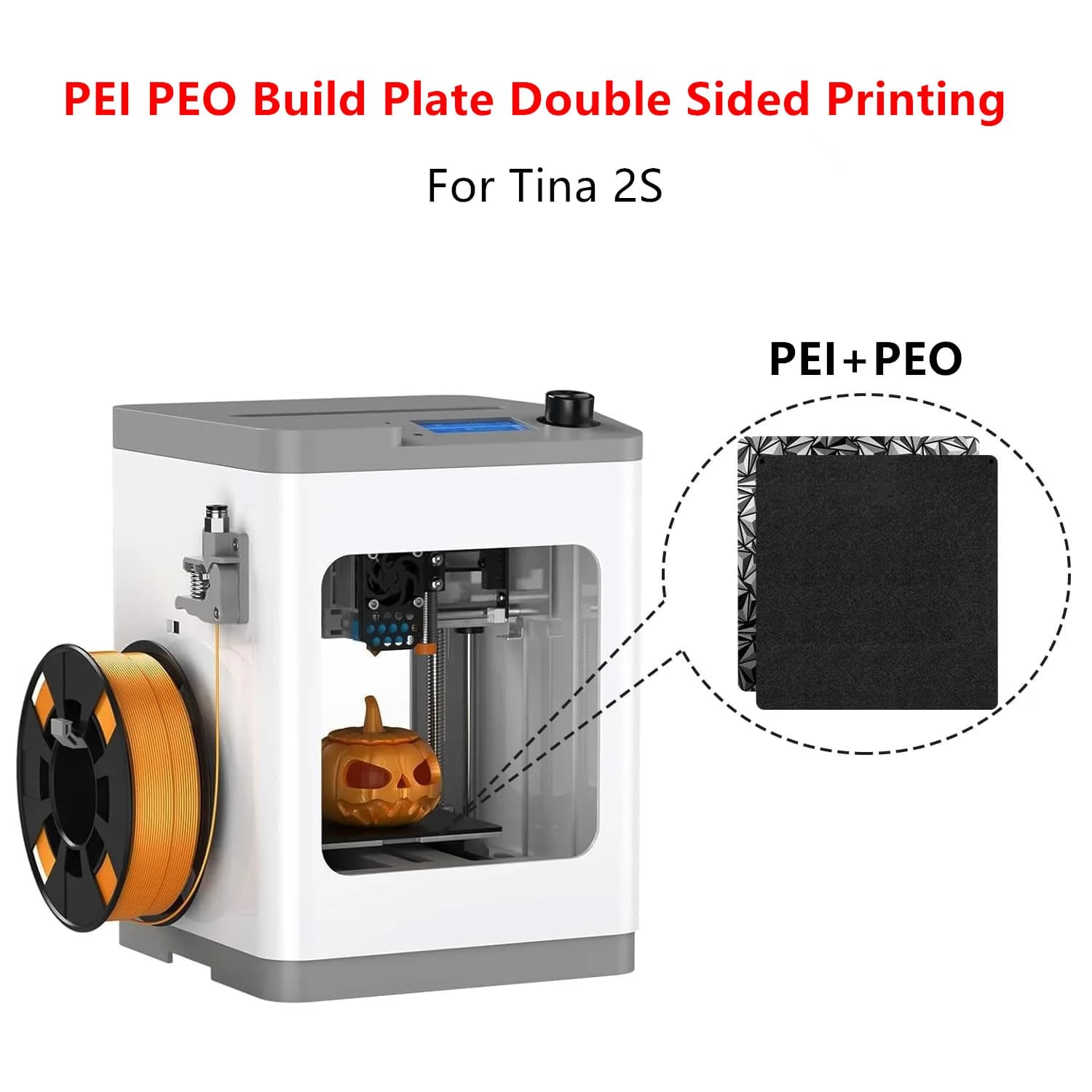 PEI + smooth PEO 120x110mm for Tina 2S, front-back printing, magnetic heated bed