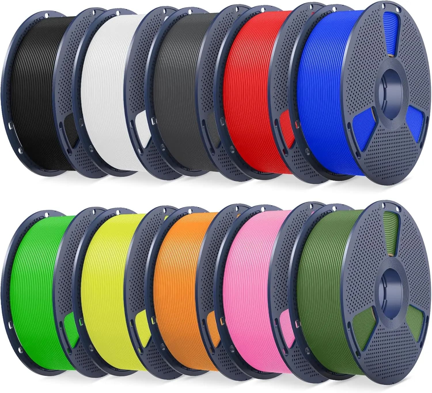 Confezione di Filamento PLA+2.0 da 10KG, 1.75mm ±0.02mm, 10 Colori Bobina da 1kg, Stampa ad Alta Velocità fino a 600mm/s, Sigillato Sottovuoto