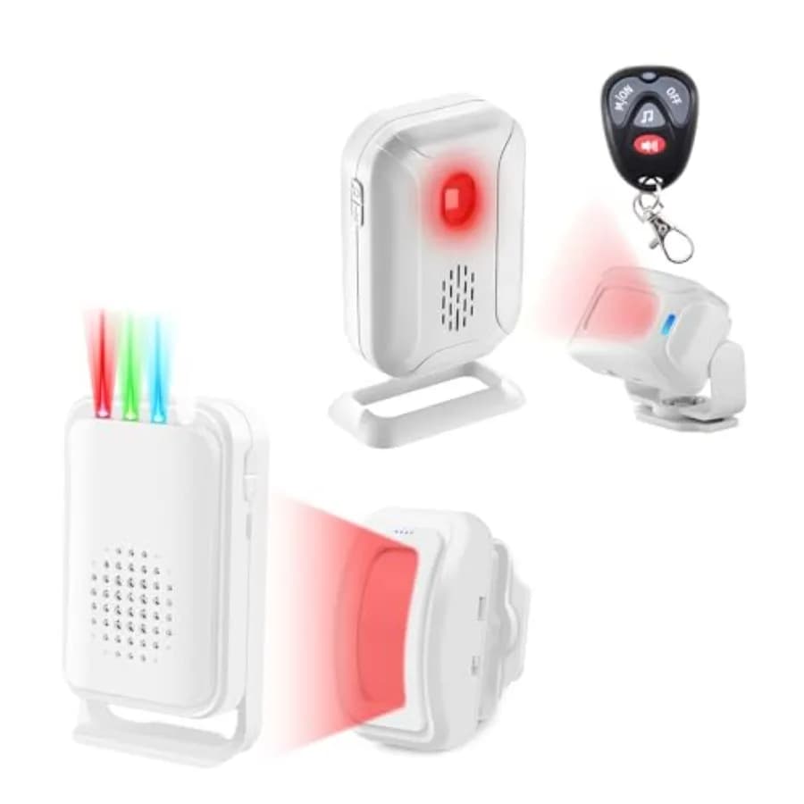 Campanello Wireless con Sensore di Movimento per Attività Commerciali, 36 Suonerie, 5 Messaggi di Benvenuto, Indicatore LED e Vibrazione