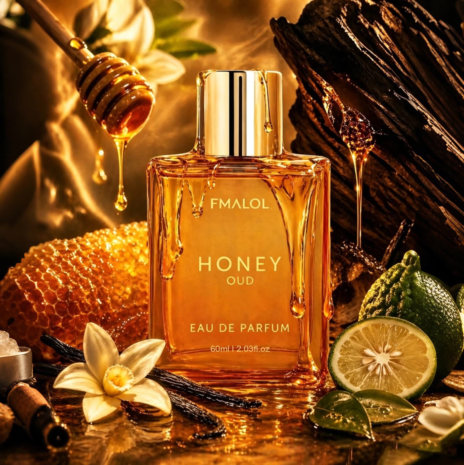 Fmalol Luxury Women Parfum,Honey, Oud, Patchouli, Vanilla & Bergamot with Floral-Amber Spicy Notes, Clean Vegan Essential Oils, Long-Lasting Unisex Fragrance