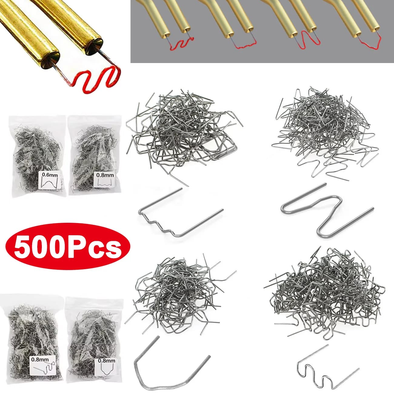 500 Pz/Hot Waist Pads Bumpers Repair Filo di Saldatura per la Machine Reparazione Paraurti Auto Cruscotti Portalampade Plastica 0.8/0.6mm