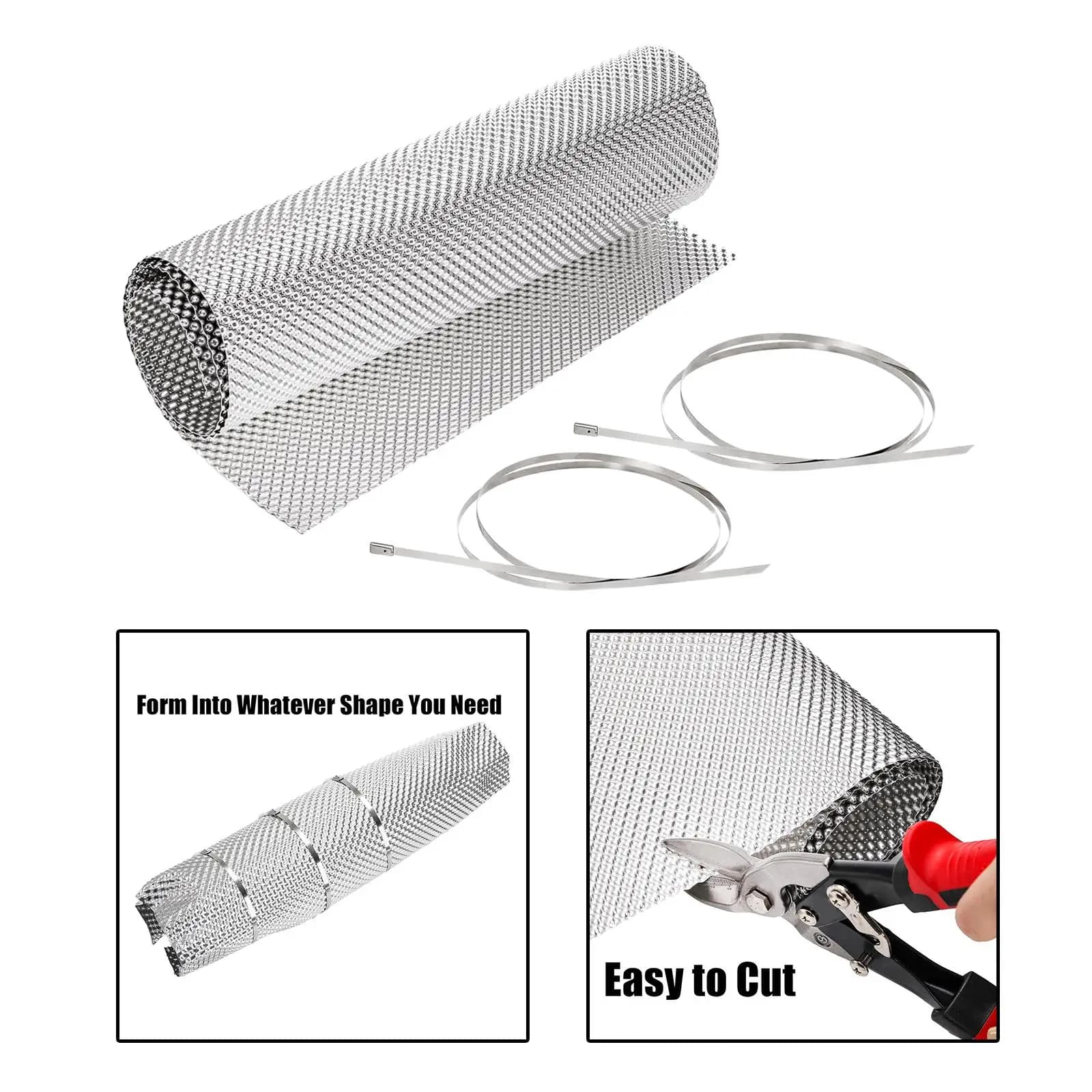 Scudo termico di scarico automobilistico con 2 fascette metalliche per cavi Accessori auto Barriera termica ad alta temperatura in alluminio goffrato