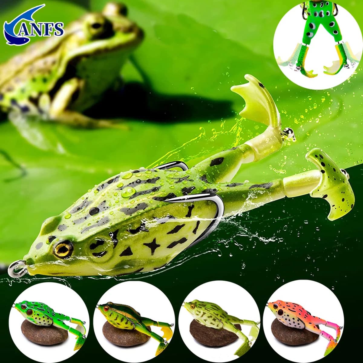 1pcTop Water Bass Esche da pesca Rana morbida Doppia eliche Gambe Esca d'acqua dolce per Bass Snakehead Pike