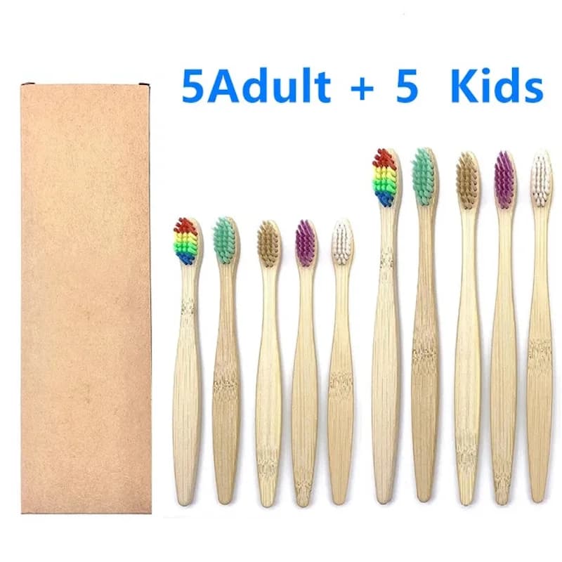 10 pezzi set di spazzolini da denti in bambù naturale setole morbide carbone sbiancamento dei denti spazzolini da denti in bambù morbidi igiene orale dentale per adulti/bambini