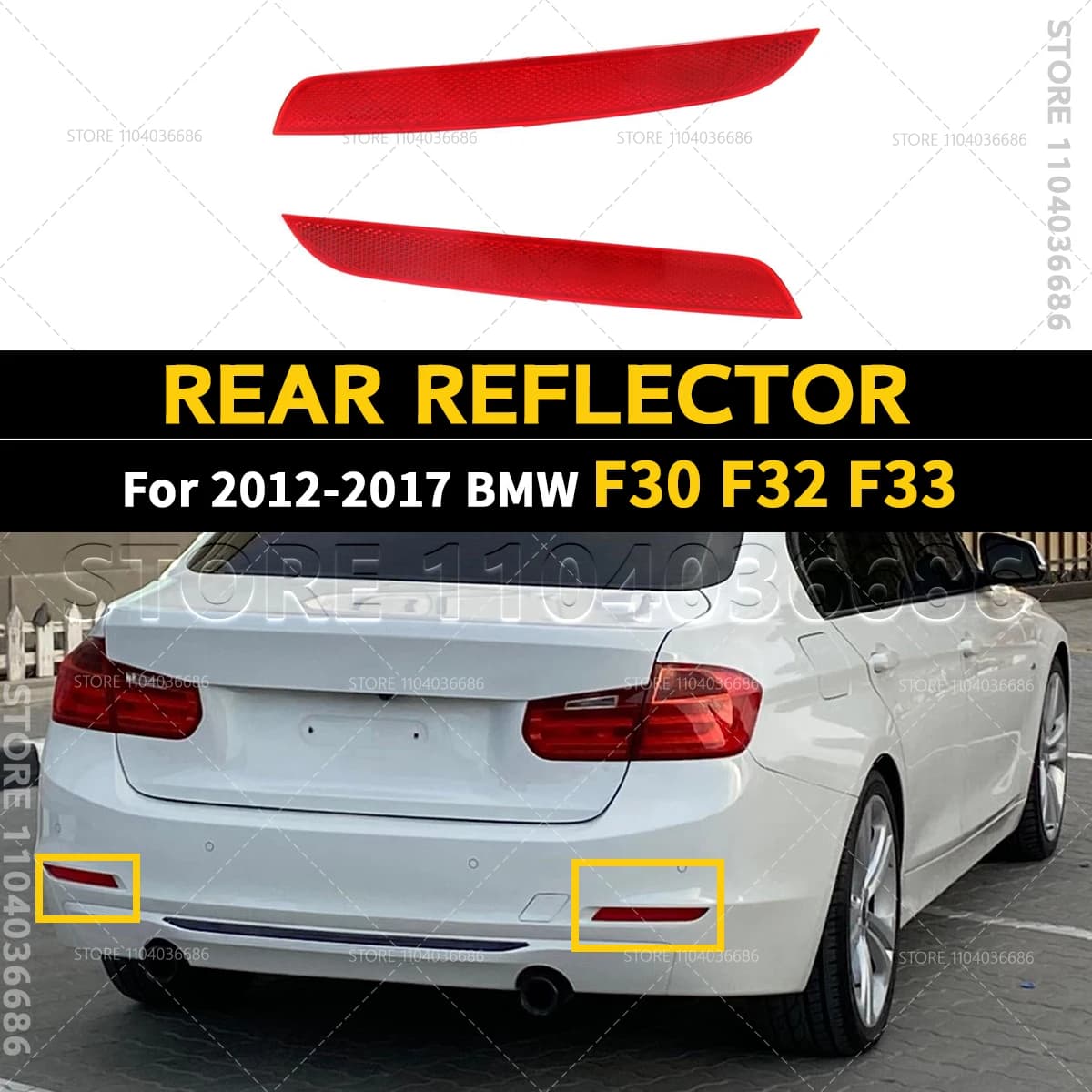 Per il 2012 2013 2014 2015 2016 2017 BMW F30 F32 F33 320i 328i 335i 428i 430i 435i 440i 328d Paraurti Posteriore Riflettore Fanale posteriore