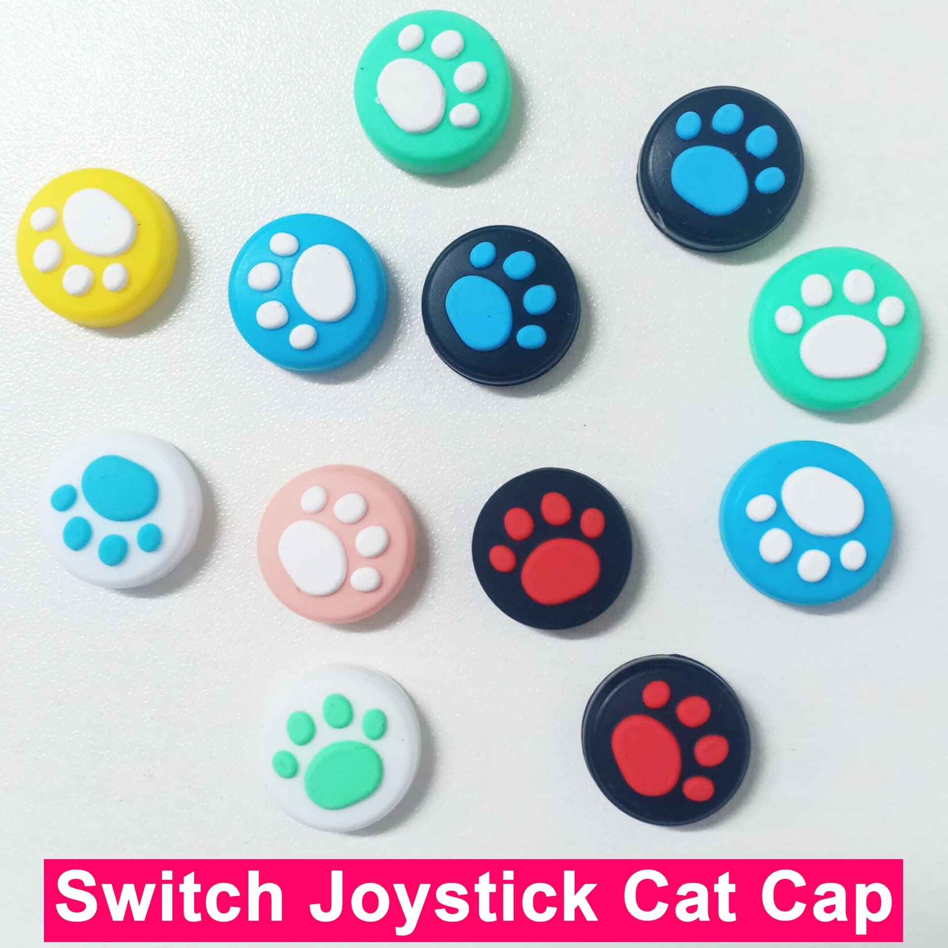 Tappo per joystick in silicone con zampa di gatto per tappo controller per impugnatura di gioco Nintendo Custodia morbida per cappuccio per joystick a tema zampa di gatto