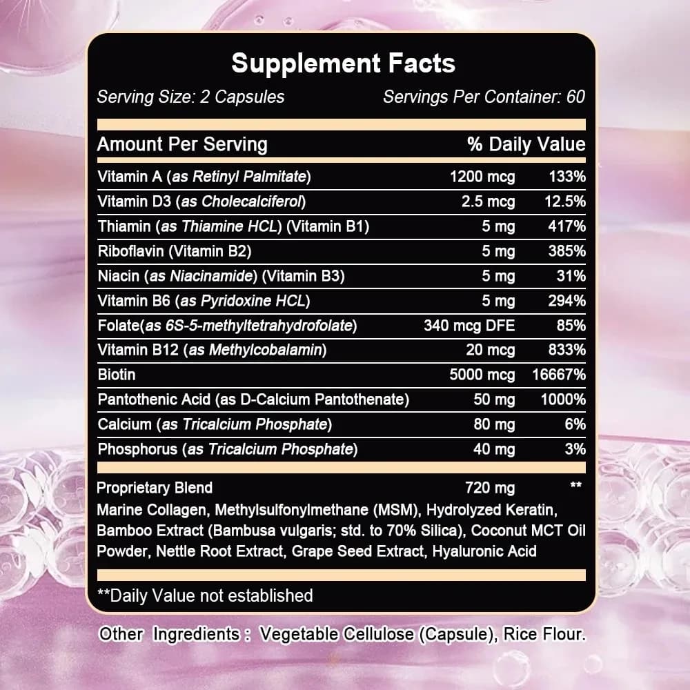 Powerful marine collagen - with hyaluronic acid, biotin and MSM - Health of skin, nails and joints, anti-aging, boost energy
