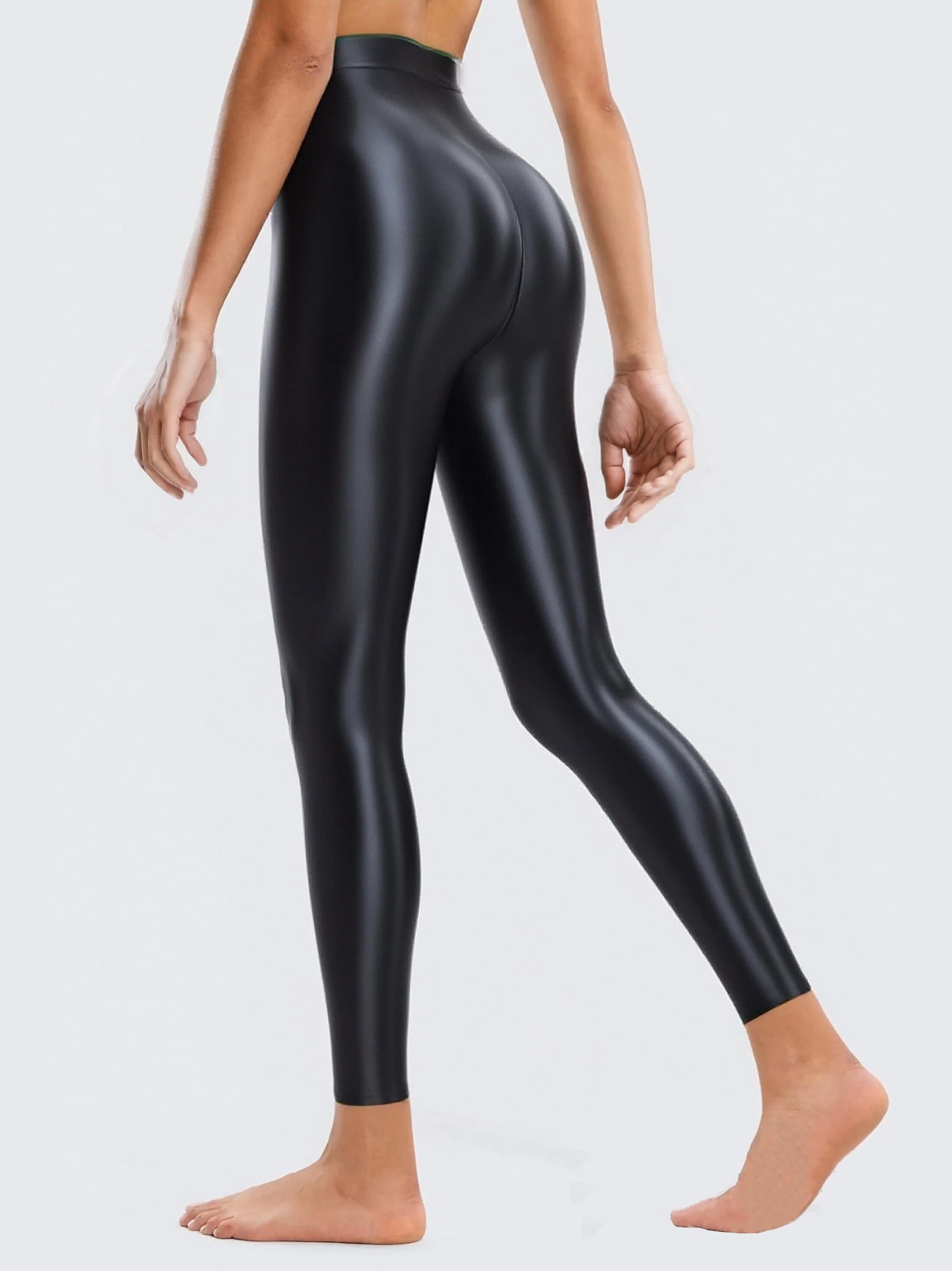 High Waist Satin Leggings Women's Shiny Glitter Collant Ankle Shining Jeggings Sexy Japanese Style