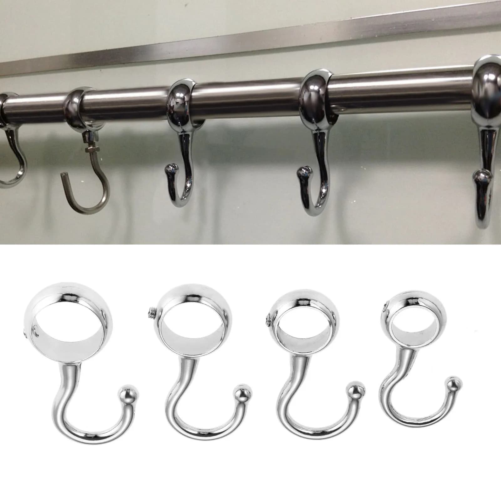 2 pz 16/19/22/25mm Guardaroba Bagno Tubo Appeso Tubo Asta Ganci Cucina Pan Gancio Bagno Gancio appendiabiti per asciugamani vestiti