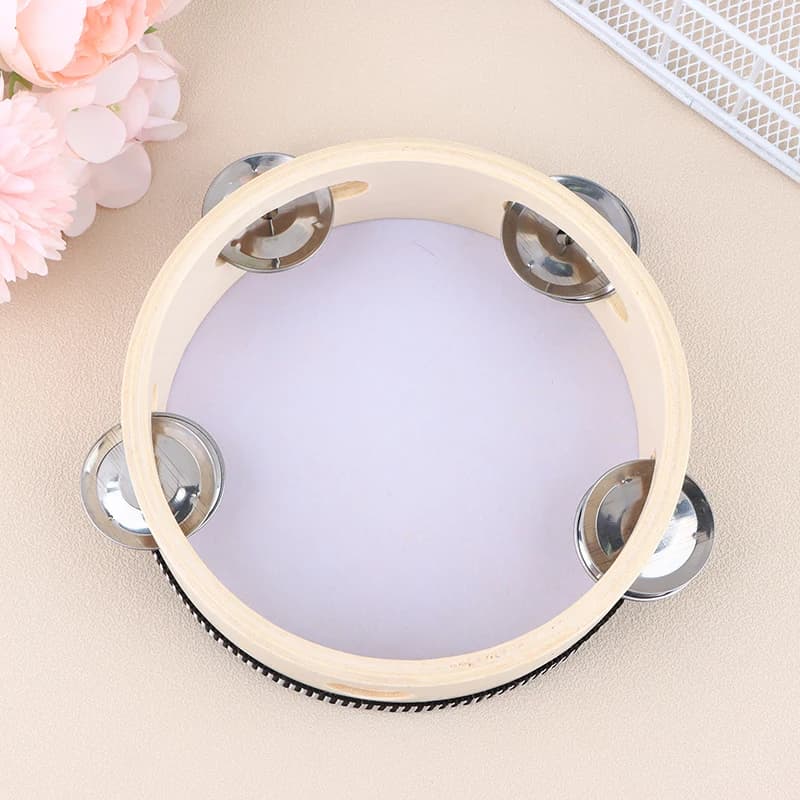 Tamburo tamburello in legno da 1 pz 15 cm per bambini, tamburo portatile, strumenti musicali a percussione, giocattoli educativi per bambini