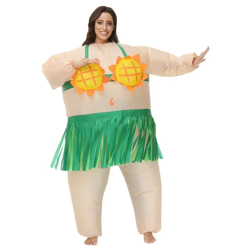 Sunflower straw skirt shape inflatable adult costume, for Christmas, soul cosplay, mascot, theme parties and role games