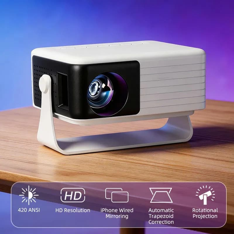 Proiettore AUN Y3 MINI LED per Home Theater, Smart TV portatile, Cinema, HDMI, Altoparlante, Giochi, per video Full HD, Proiettore con cavo, Mirroring per iPhone