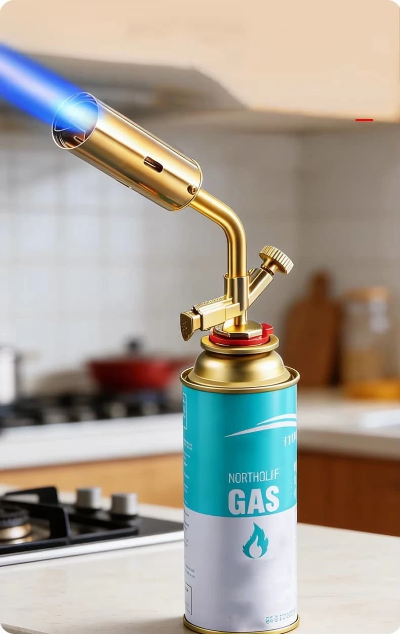 Torcia Portatile per Saldatura a Gas in Rame Dorato, Fiamma ad Alta Temperatura, Strumento per BBQ, Cucina, Brasatura, Riscaldamento Esterno e Giunzione Metalli