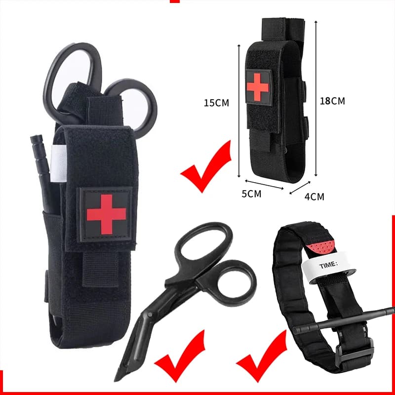 Laccio emostatico Laccio emostatico da combattimento per sopravvivenza all'aperto Cinghia di emergenza medica rotativa Set di forbici per esplorare il campeggio all'aperto
