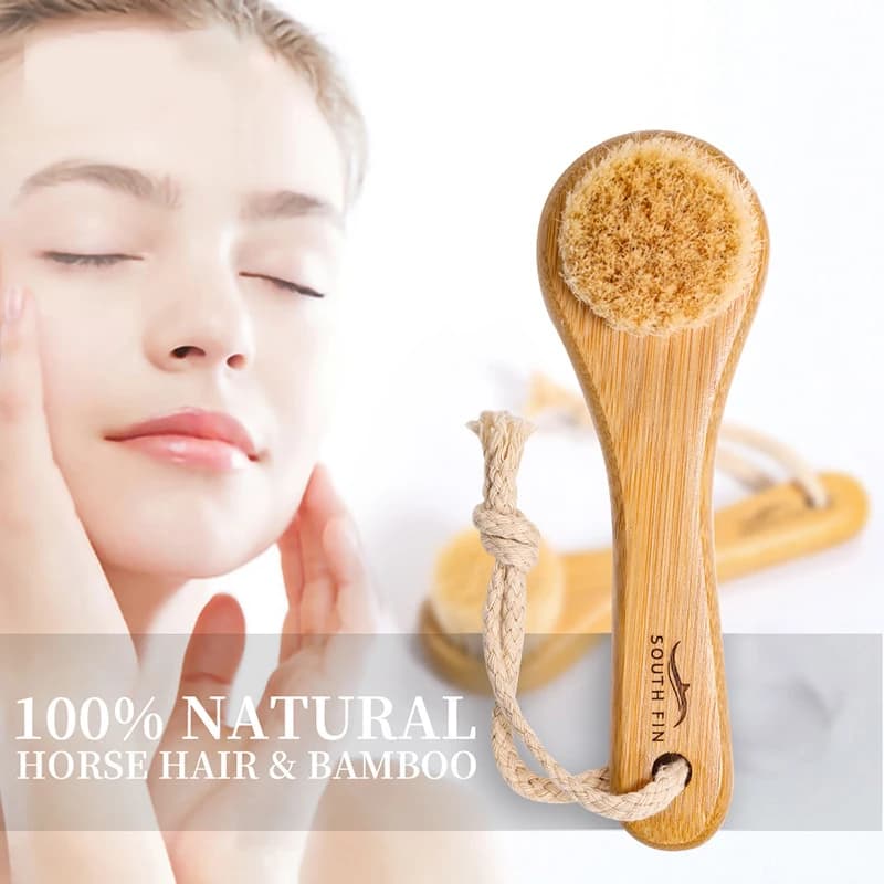 1Pc Spazzola per la cura della pelle di bellezza Spazzola per la pulizia del viso Capelli di bambù naturale morbido Massaggio per la pulizia del viso Lavaggio portatile Pulizia profonda del viso