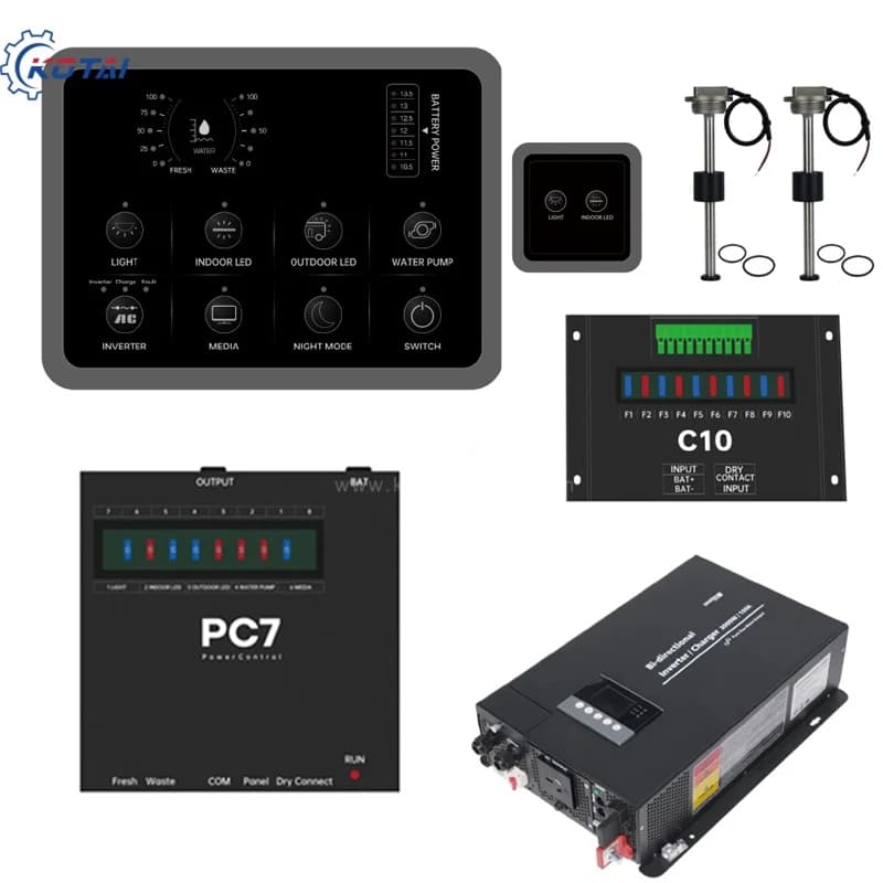 Kit sistema di controllo intelligente per roulotte standard AU Pannello di controllo per camper Batteria Lifepo4 Ricarica inverter solari integrati