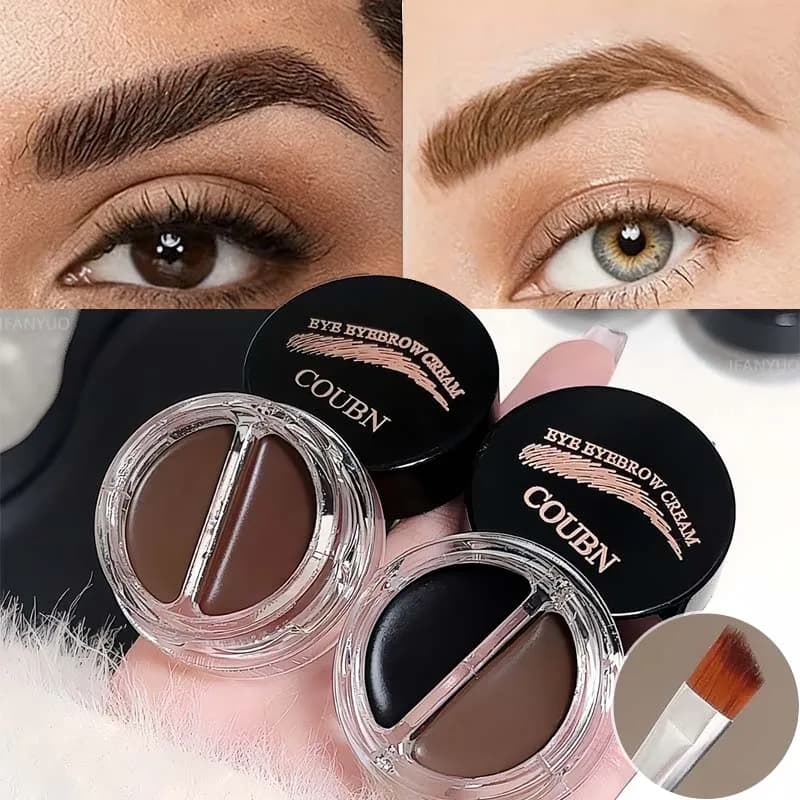 Crema per Sopracciglia Opaca Bicolore con Pennello per Eyeliner e Sopracciglia, Impermeabile e Resistente al Sudore, Gel per Sopracciglia 3D Effetto Naturale