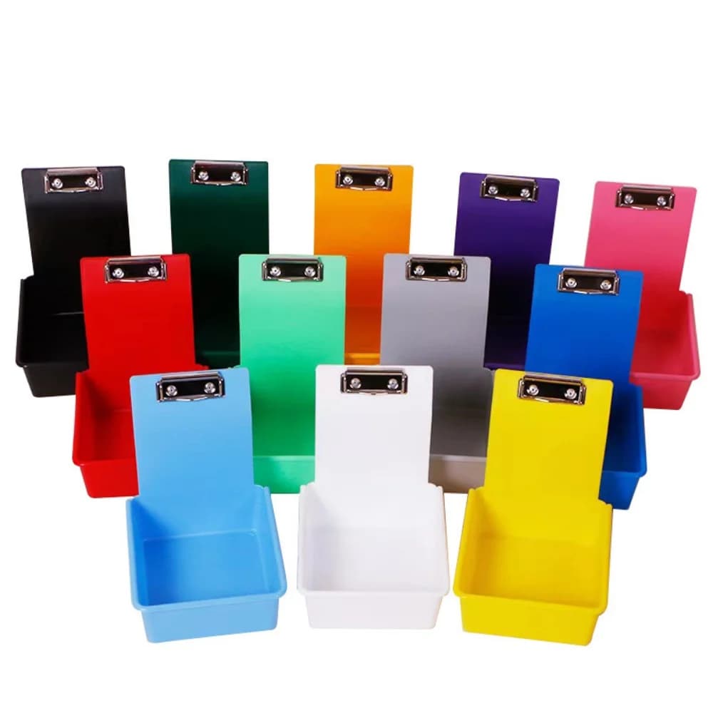 Set di 10 Contenitori Colorati in Plastica per Laboratorio Dentistico, Organizer con Clip Metalliche per Strumenti Odontoiatrici