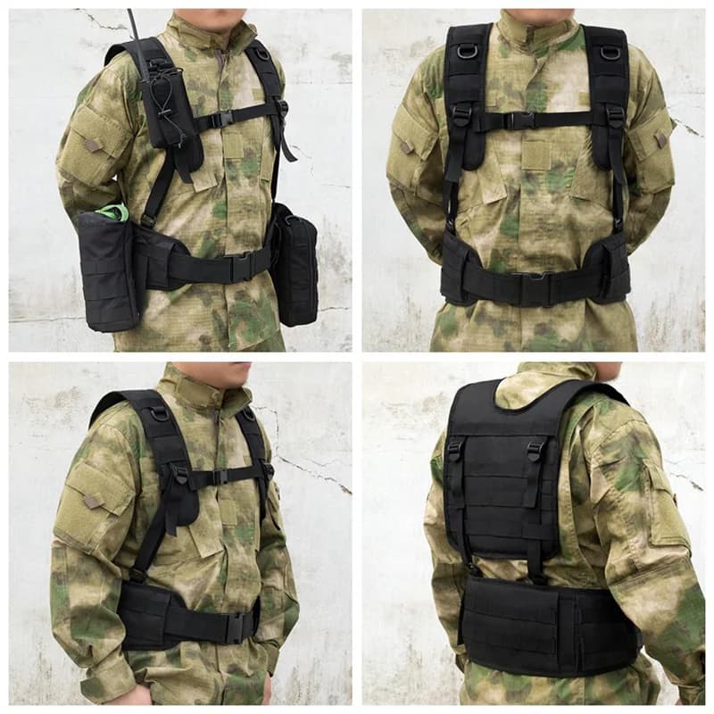 Combattimento Molle Pals Cintura tattica Combattimento Vita rimovibile Cintura imbottita da battaglia Imbracatura per bretelle a forma di H Airsoft Wargame Vest