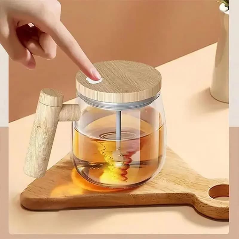 Portable Electric Coffee Cup with Automatic Swinging Cup High Speed Juice Milk Protein Mixing Cup 400 ml Glass For Home Office Gyms