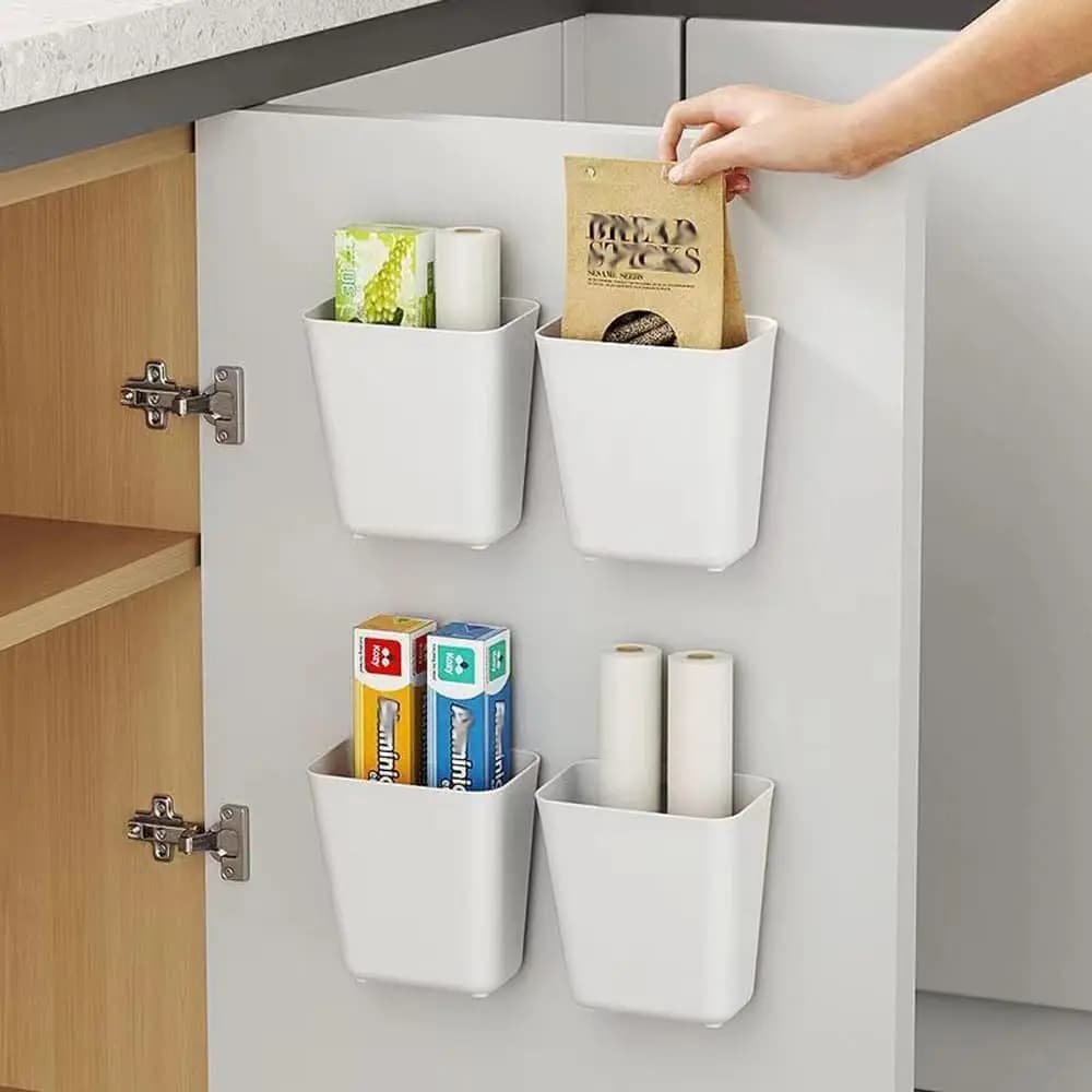 Set of 4 Self-adhesive Storage Boxes for Doors of Armadi, Guardaroba and Organizer for Bathroom