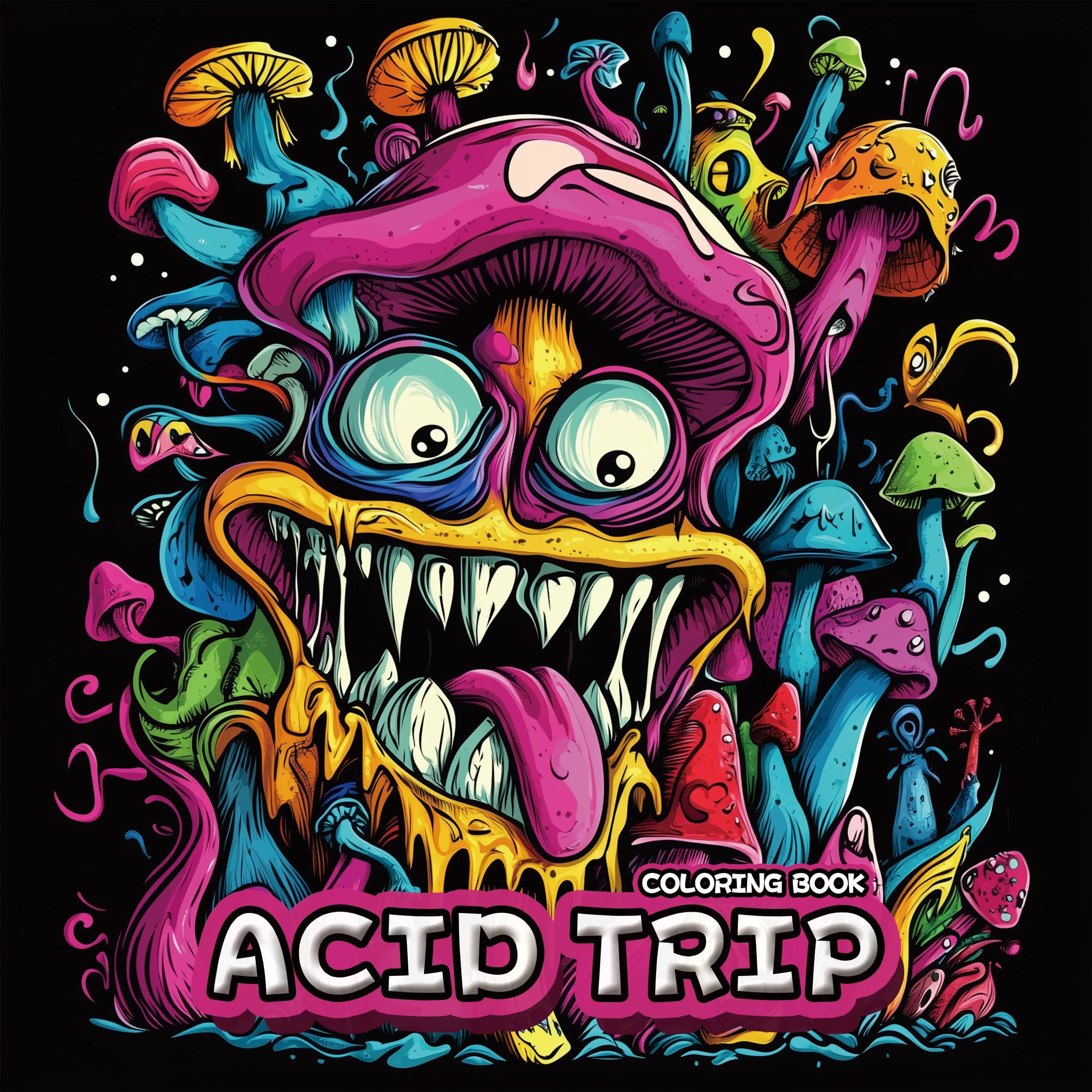 ACID TRIP Bold-easy Patterns Coloring Book for Adults Horror Drawing Book Perfect Gift for Party and Birthday
