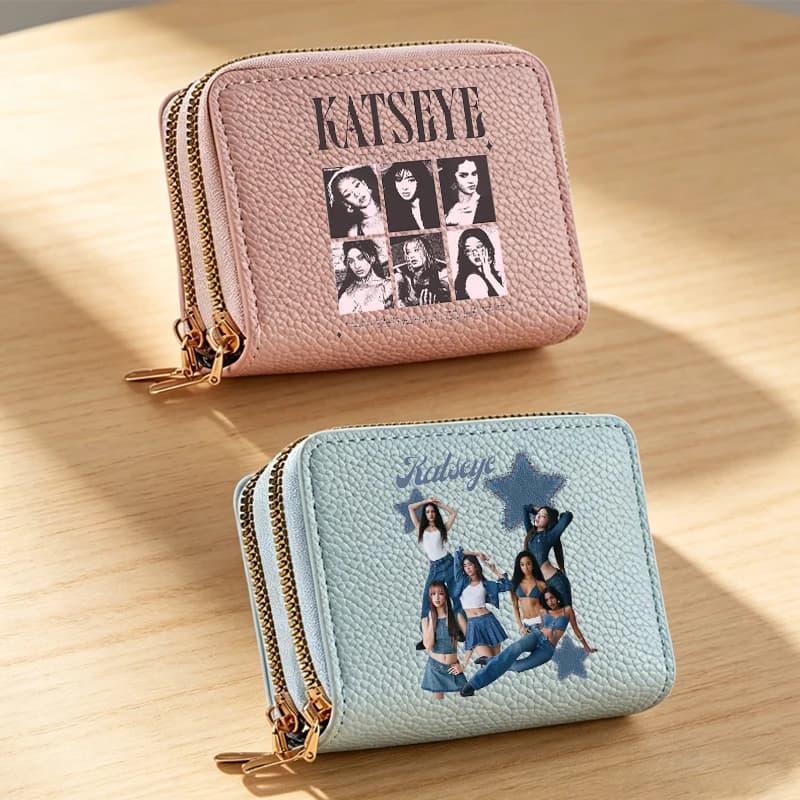 Fashion K POP KATSEYE Good-looking Wallets for Women Anime Cartoon Printed Money Bag Female Portable Credit Card Holder Gifts