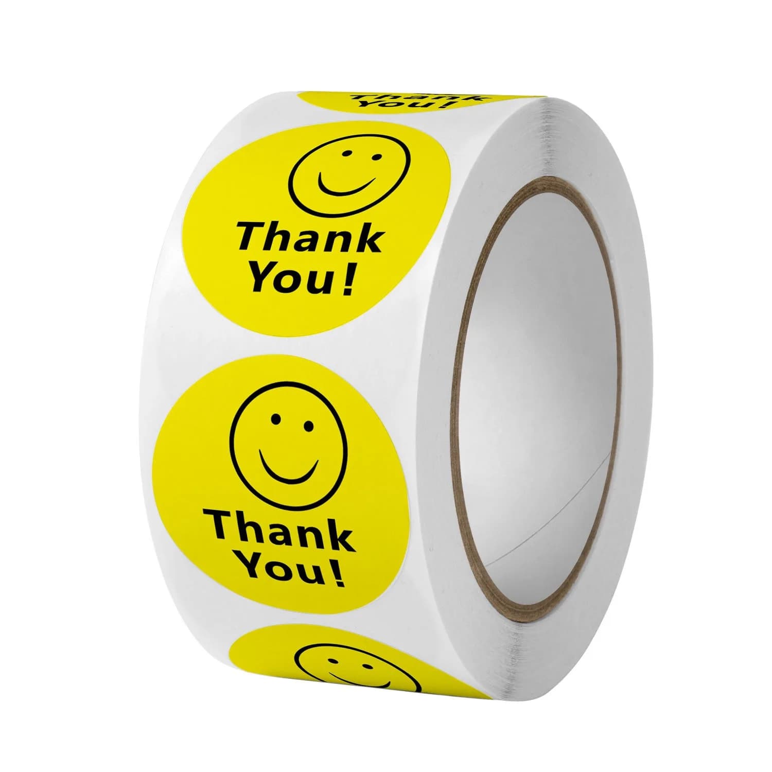 Wall decals of thanks with smile, thanksgiving stickers with smiley yellow face, mail labels with happy face stickers round circle 500 pieces