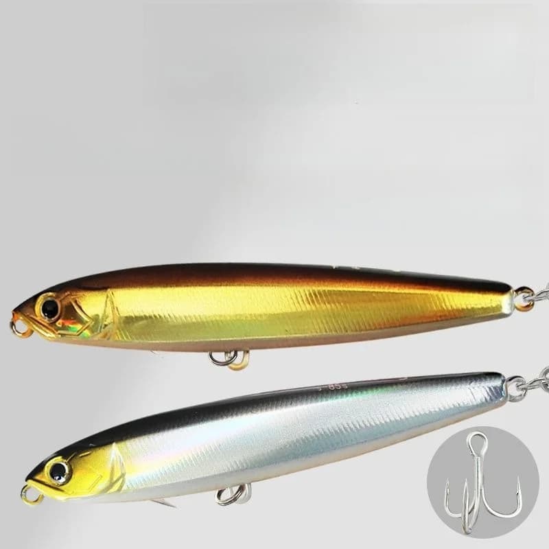 1 pz Esca Artificiale Affondante Tipo Pencil 10g/7.5cm, Tipo Lancio Lungo, con Vibrazione e Perline Sonore, Rinforzata, Antiruggine, con Triplo Amo, Attrezzatura da Pesca
