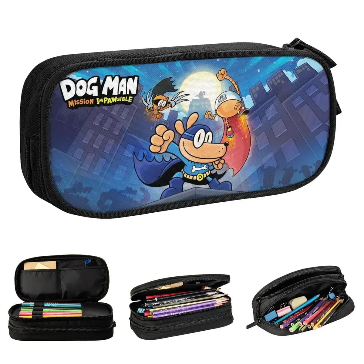 Dog Man Anime Petey Cat Astuccio per matite Borse per penne Ragazza Ragazzo Regali per ufficio di grande capacità Astucci per matite