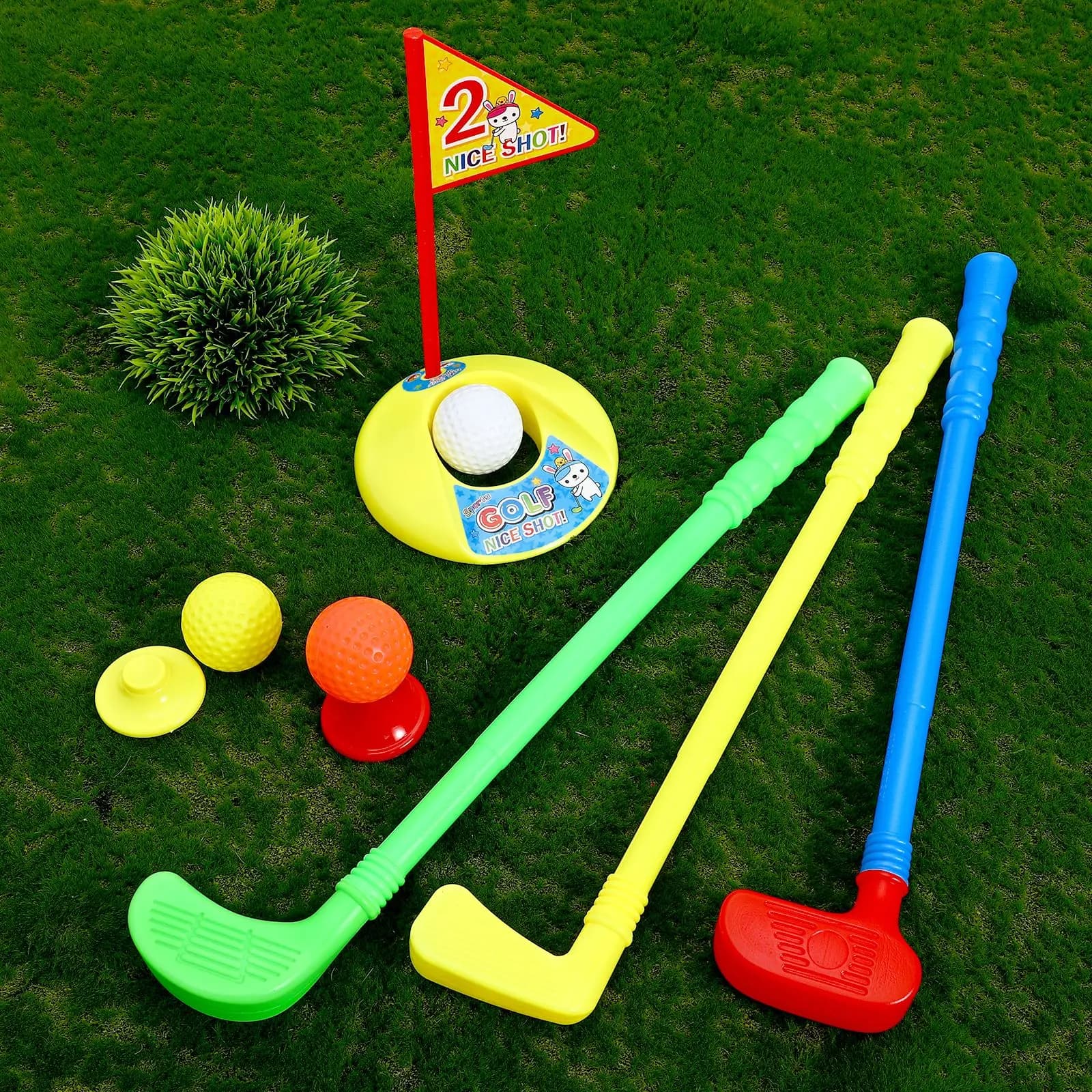 Set di giocattoli da golf per bambini Kit di giocattoli educativi da golf in plastica per bambini Prato all'aperto e giocattoli sportivi da interni per i più piccoli NOVITÀ