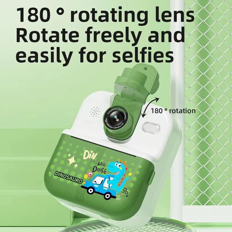 Fotocamera per bambini Fotocamera carina Stampante fotografica Videocamera digitale per bambini Fotografia Stampa istantanea Foto Dinosaur-TCES
