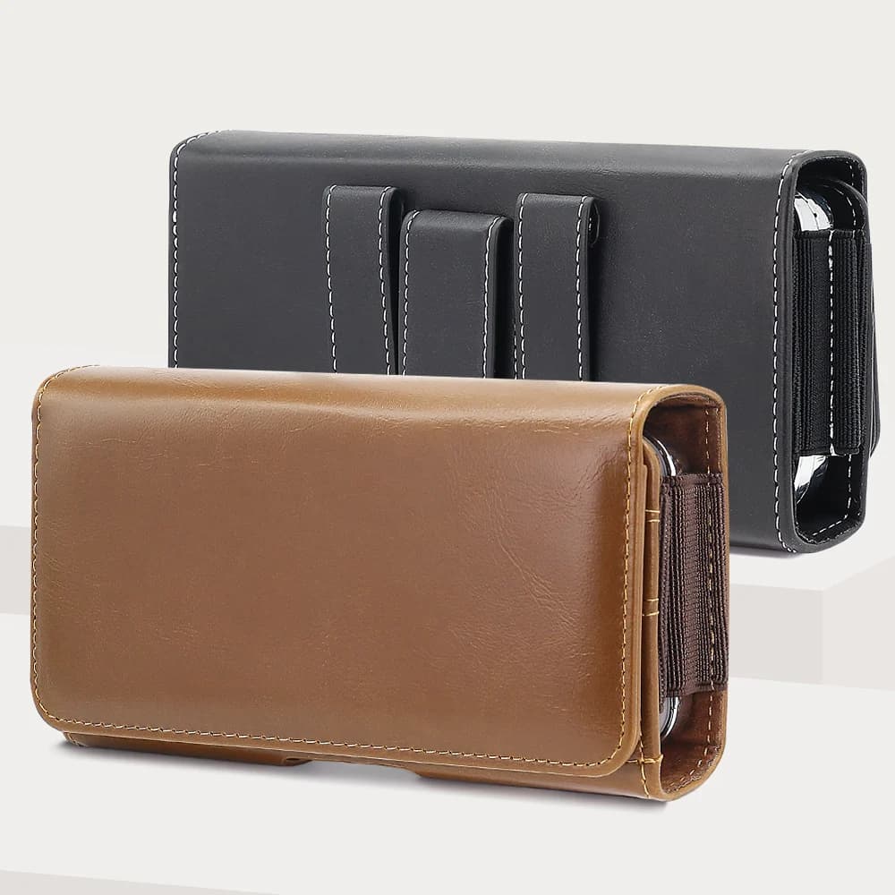 Universal Phone Case Horizontal PU Leather with Belt Clip - Mobile Phone Case Dual for iPhone 17