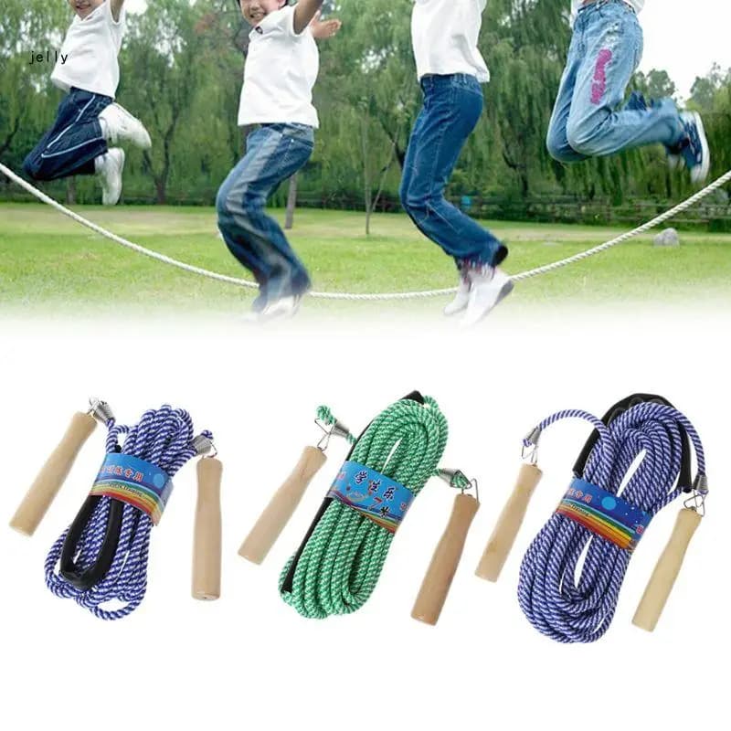 448C Jumping Cork Wooden Handle Jumping Gym School Group Jumping Corda For Multiple Persons Fitness Equipment