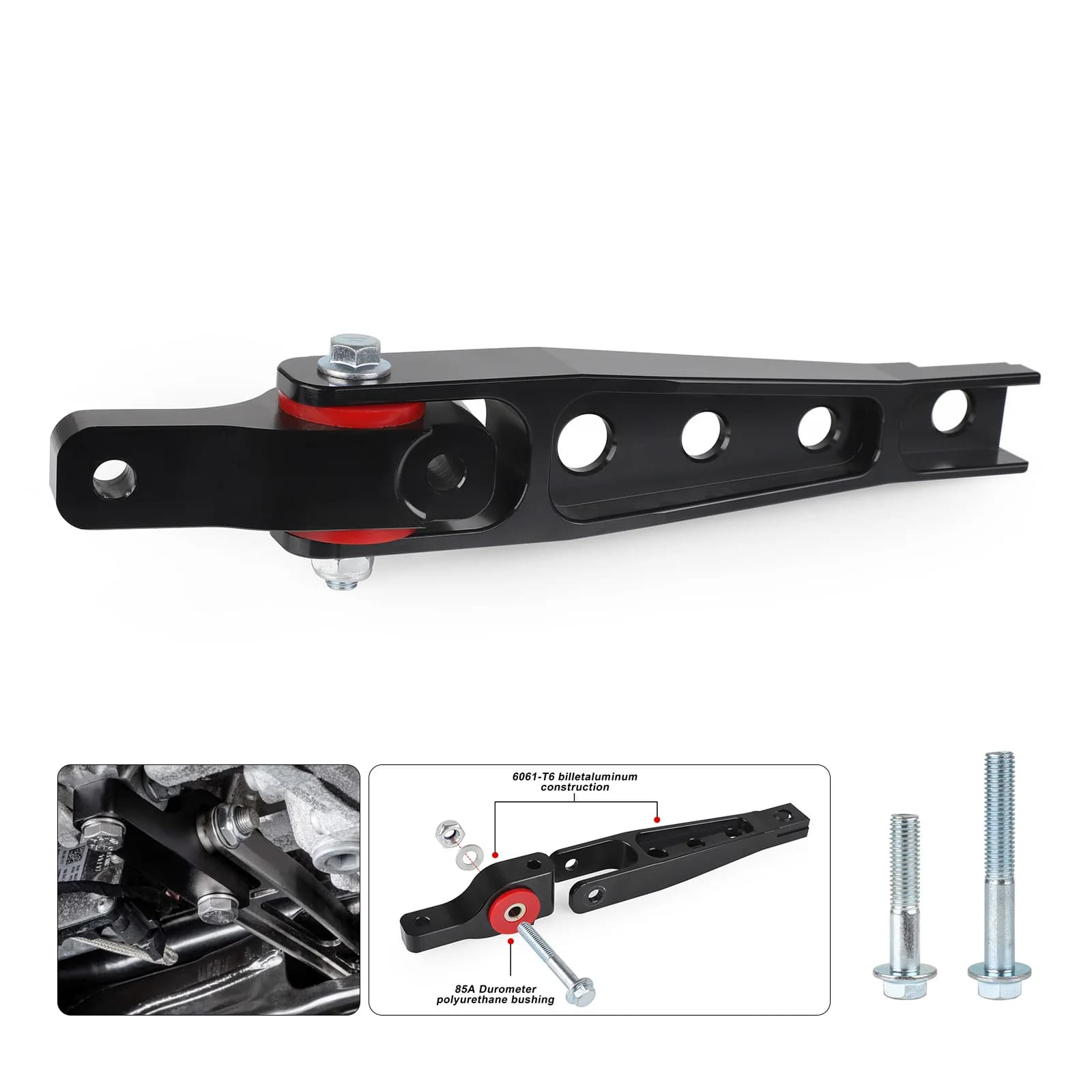 Supporto per pendolo sferico in alluminio Motorsport Billet Dogbone per 15+ AUDI 8V/8S Gen3 A3 TT VW Mk7 Golf/R GTi Alltrak ZJ53